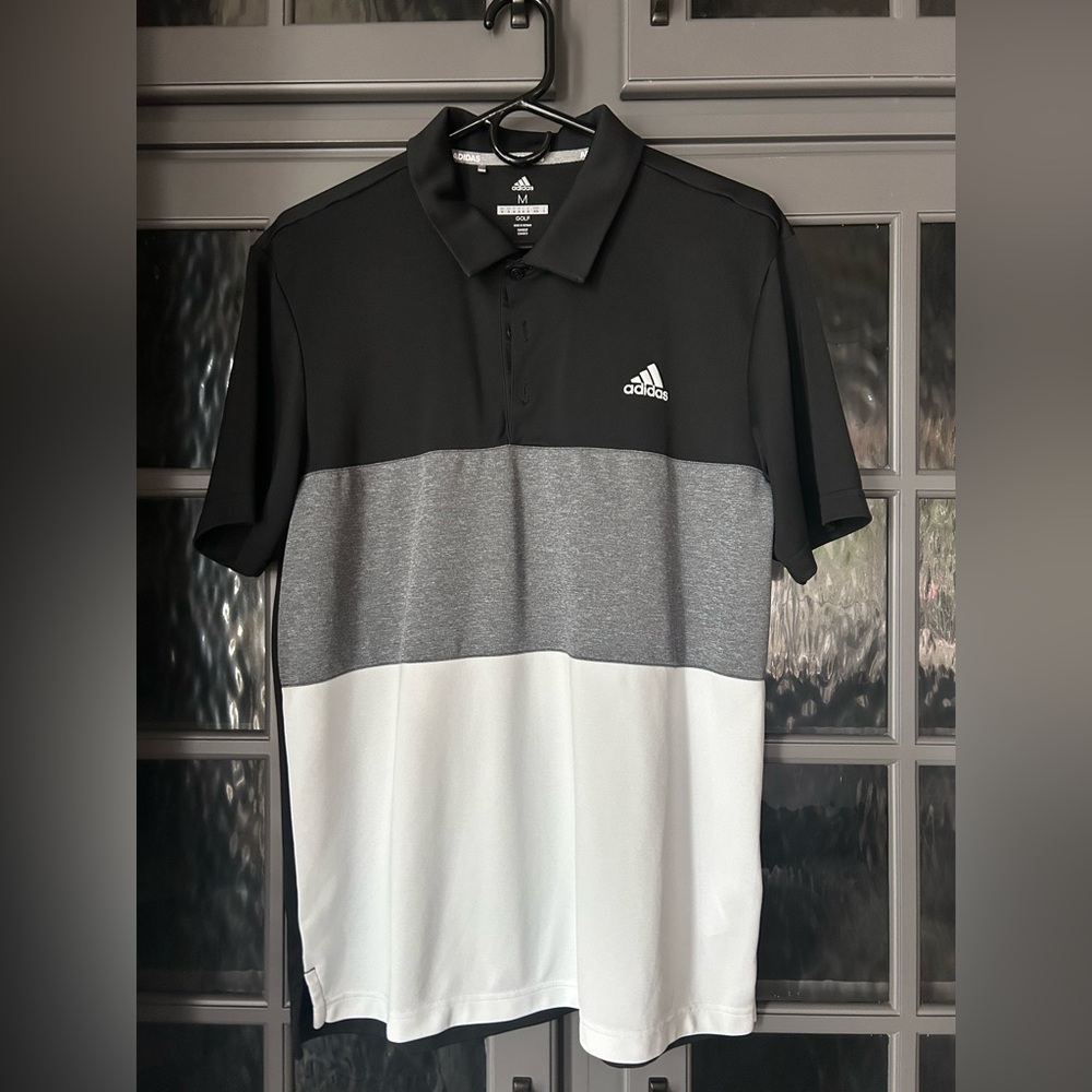 adidas Men’s Black/Grey/White Colorblock Polo